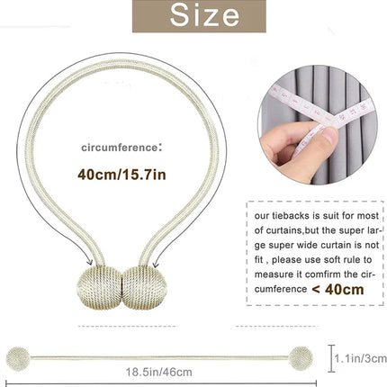 1 pair magnetic curtain Tie Knot ,decorative rope holdback holder for home window drapries hooks