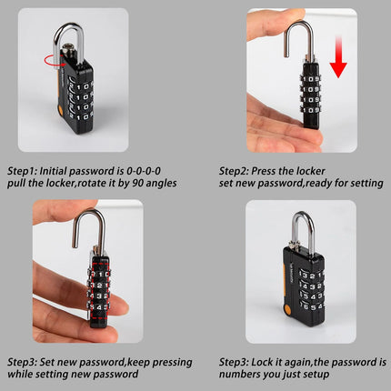 Lock 4 Digits Combination Mini Size Padlock Waterproof Outdoor Heavy Duty