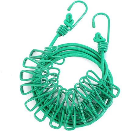 Portable Clothesline with 12 Clips - Extends 12ft, Heavy Duty Stainless Steel Hooks