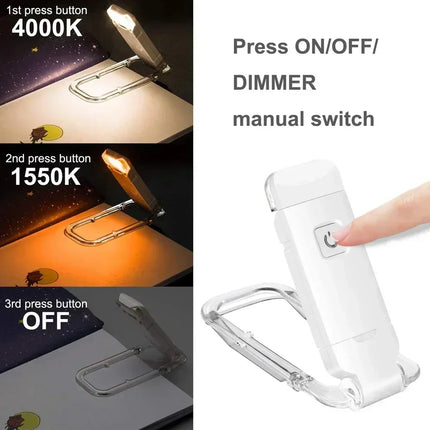 Rechargeable Book Reading Light with Brightness Adjustable for Eye-Protection