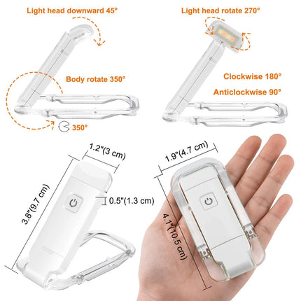 Rechargeable Book Reading Light with Brightness Adjustable for Eye-Protection