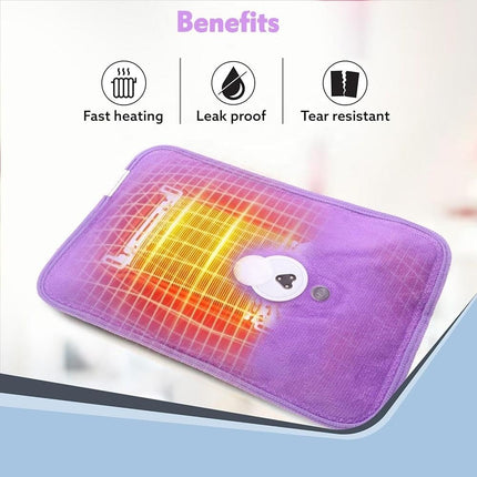 Velvet Electric Hot Water Bag with Cover, Rechargeable Heated Water Bag with Flannel Cover