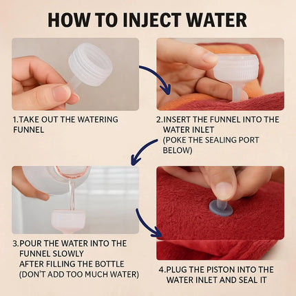 Velvet Electric Hot Water Bag with Cover, Rechargeable Heated Water Bag with Flannel Cover