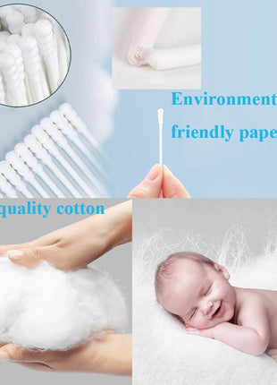 200 Pieces Cotton Swabs, Double Spiral Tipped with Paper Stick