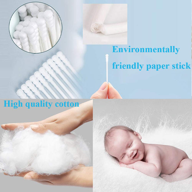 200 Pieces Cotton Swabs, Double Spiral Tipped with Paper Stick