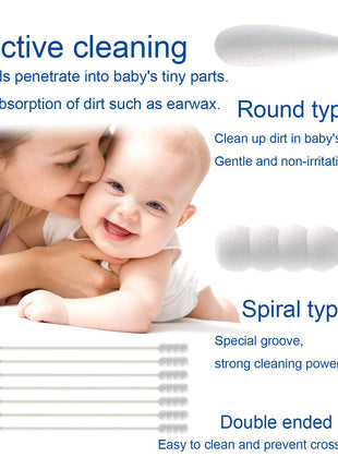 200 Pieces Cotton Swabs, Double Spiral Tipped with Paper Stick