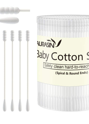 200 Pieces Cotton Swabs, Double Spiral Tipped with Paper Stick