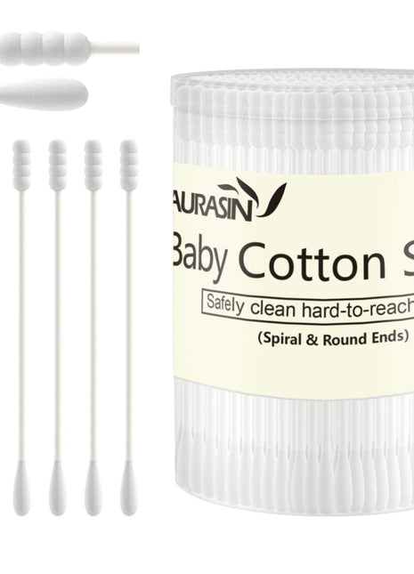 200 Pieces Cotton Swabs, Double Spiral Tipped with Paper Stick
