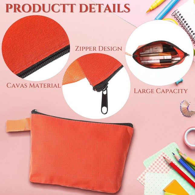 3-Pack Canvas Zipper Pouch – Multi-Purpose Cotton Makeup, Toiletry & DIY Craft Bags (2)