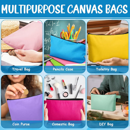 3-Pack Canvas Zipper Pouch – Multi-Purpose Cotton Makeup, Toiletry & DIY Craft Bags (2)