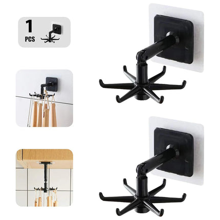 360 Degrees Rotating Folding Hook Self-Adhesive 180 Degrees Vertical Flip Hook