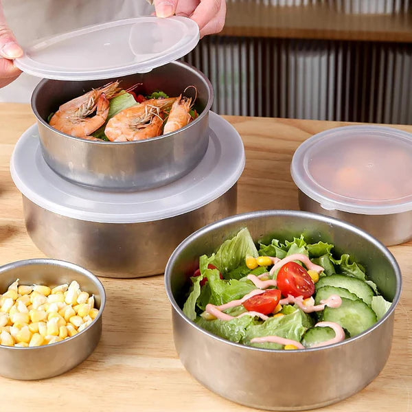 5 Pcs Stainless Steel Food Storage Box Set – Airtight, Leak-Proof Kitchen Containers