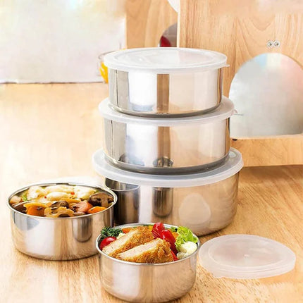 5 Pcs Stainless Steel Food Storage Box Set – Airtight, Leak-Proof Kitchen Containers