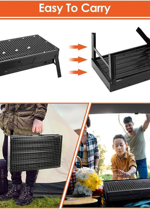 Barbeque Grill Portable Camping Grill 37 cm x 27 cm x 19 cm for Garden