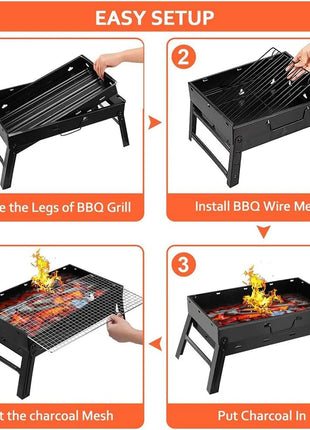 Barbeque Grill Portable Camping Grill 37 cm x 27 cm x 19 cm for Garden