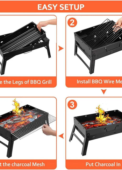 Barbeque Grill Portable Camping Grill 37 cm x 27 cm x 19 cm for Garden