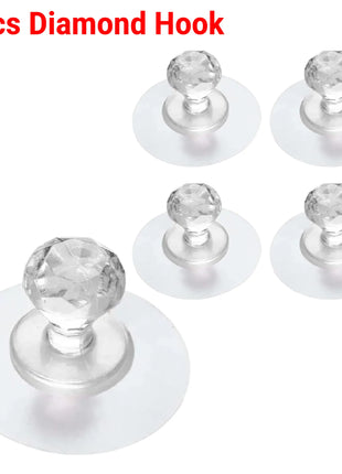 Crystal Wall Hooks–4 Pcs Adhesive Diamond Hooks