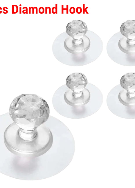 Crystal Wall Hooks–4 Pcs Adhesive Diamond Hooks