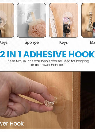 Crystal Wall Hooks–4 Pcs Adhesive Diamond Hooks