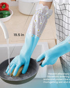 Dishwashing Cleaning Gloves 1 Pairs-Reusable Cotton Liner Rubber Gloves Long cuff
