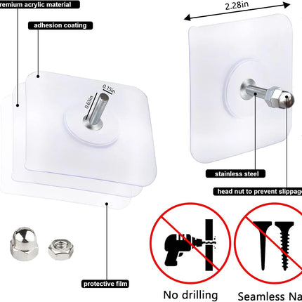 Heavy Duty Adhesive Hooks, Wall Hooks for Hanging 4 Pcs