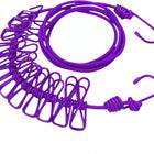 Portable Clothesline with 12 Clips - Extends 12ft, Heavy Duty Stainless Steel Hooks