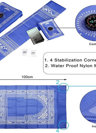 Portable Polyester Pocket Travel Prayer Mat with Compass