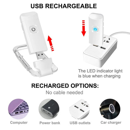Rechargeable Book Reading Light with Brightness Adjustable for Eye-Protection