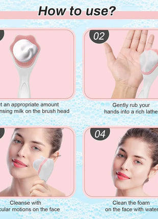 Silicone Body Scrubber - Facial Skin Cleansing Brush and Massaging Tool with Soft Brush