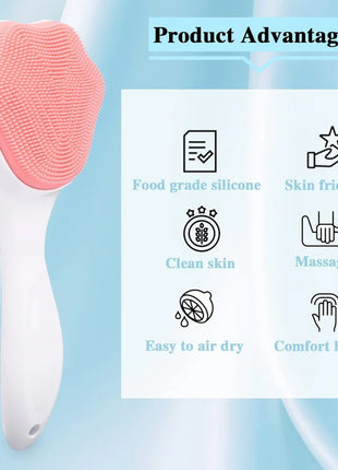 Silicone Body Scrubber - Facial Skin Cleansing Brush and Massaging Tool with Soft Brush