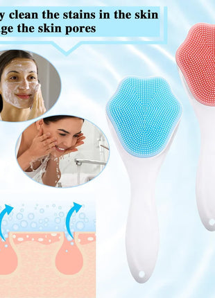 Silicone Body Scrubber - Facial Skin Cleansing Brush and Massaging Tool with Soft Brush