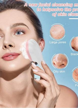 Silicone Body Scrubber - Facial Skin Cleansing Brush and Massaging Tool with Soft Brush