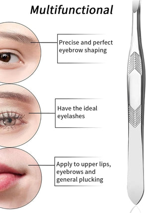 Silver Tone Stainless Steel Long Tweezers for Eyebrows Hair Removal