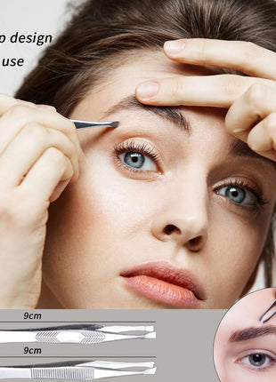 Silver Tone Stainless Steel Long Tweezers for Eyebrows Hair Removal