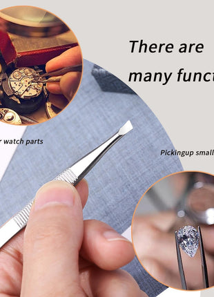 Silver Tone Stainless Steel Long Tweezers for Eyebrows Hair Removal