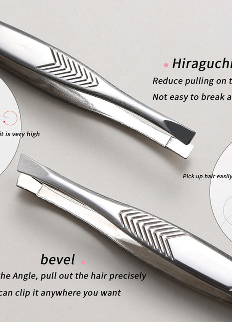 Silver Tone Stainless Steel Long Tweezers for Eyebrows Hair Removal
