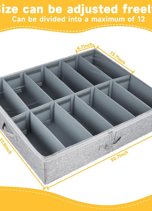 12 Pair Under Bed Shoe Storage Organizer-With Handle