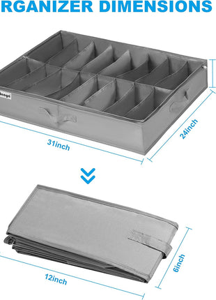 12 Pair Under Bed Shoe Storage Organizer-With Handle
