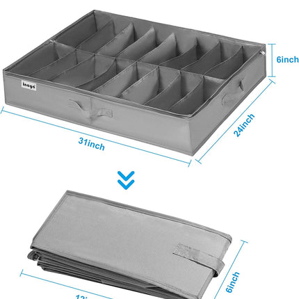 Under Bed Shoe Storage Organizer 12 Pair Compertment With Handle