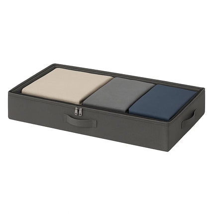 Underbed Storage Organizer with Clear Top, Foldable Box with Dual Zipper & Handles