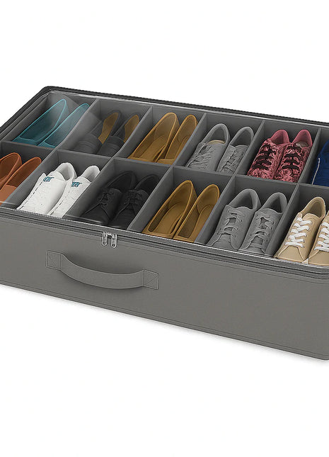 12 Pair Under Bed Shoe Storage Organizer-With Handle